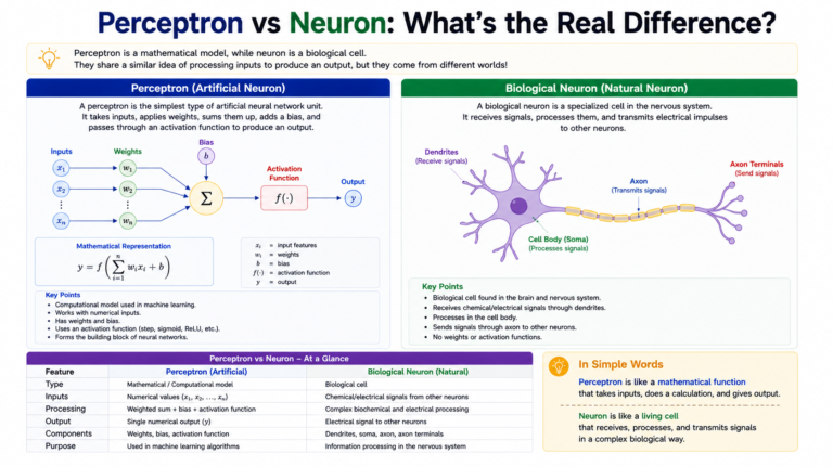 difference between perceptron and neuron