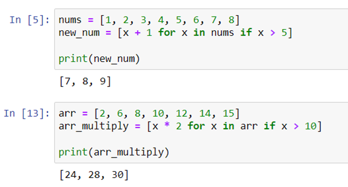 List comprehensions, break-continue, exception in Python Nomidl